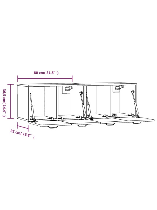 Seinakapp, 2 tk, pruun tamm, 80x35x36,5 cm, tehispuit