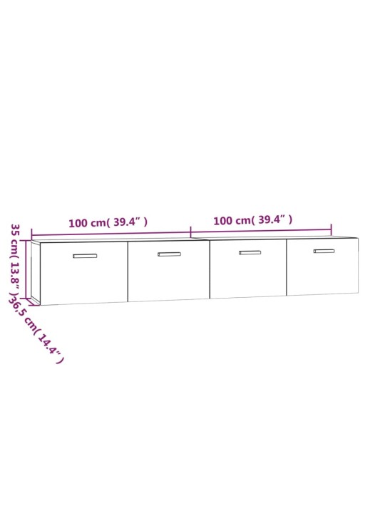 Seinakapid 2 tk, valge, 100x36,5x35 cm tehispuit