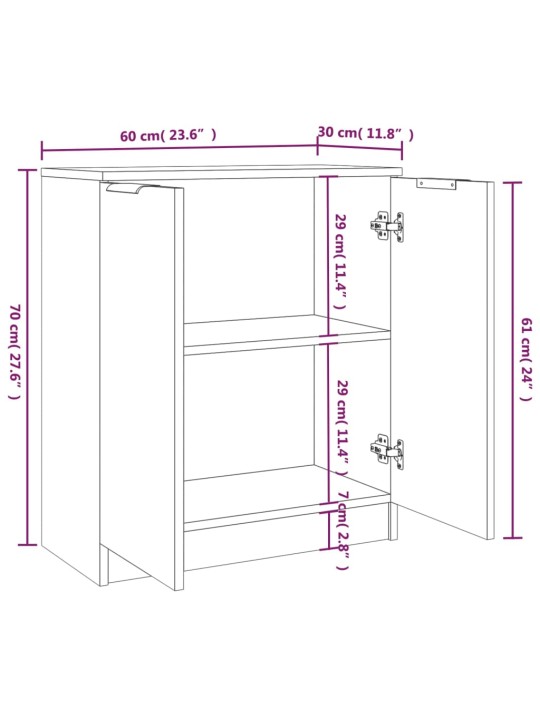 Puhvetkapid 2 tk, suitsutatud tamm, 60 x 30 x 70 cm, tehispuit