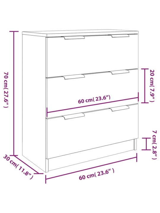 3-osaline puhvetkapp, suitsutatud tamm, tehispuit