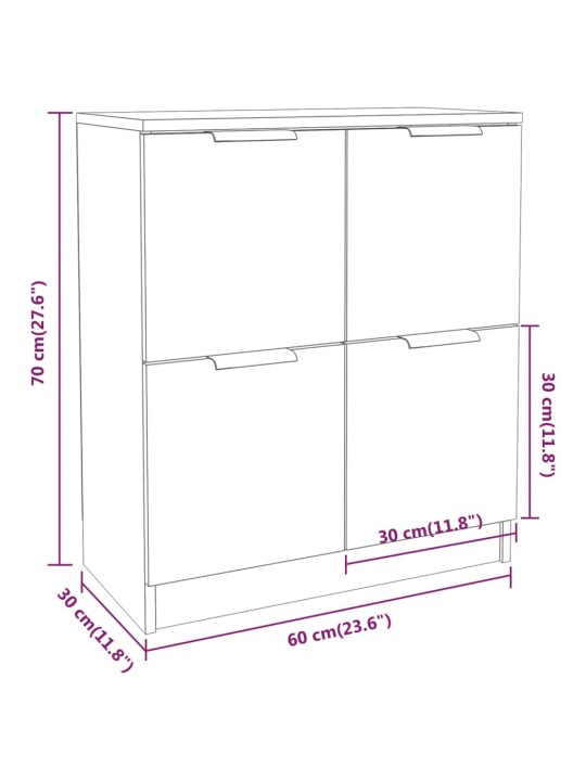 Puhvetkapid 2 tk, must, 60 x 30 x 70 cm, tehispuit