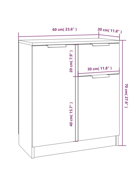 Puhvetkapid 2 tk, sonoma tamm, 60 x 30 x 70 cm, tehispuit