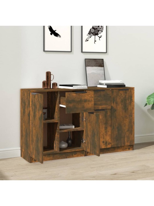 Puhvetkapid 2 tk, suitsutatud tamm, 60 x 30 x 70 cm, tehispuit