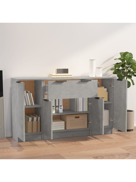 Puhvetkapid 3 tk, betoonhall, tehispuit