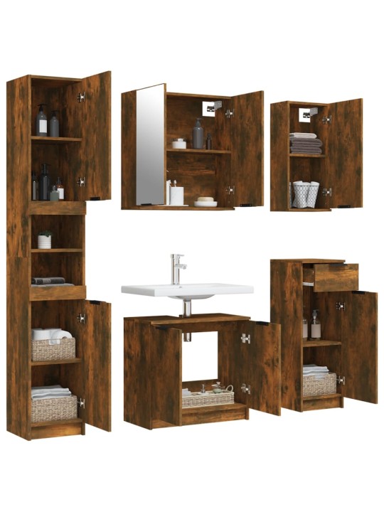 5-OSALINE VANNITOAKAPPIDE KOMPLEKT, SUITSUTATUD TAMM, TEHISPUIT