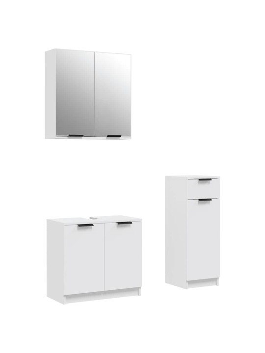 3-osaline vannitoakappide komplekt, valge, tehispuit