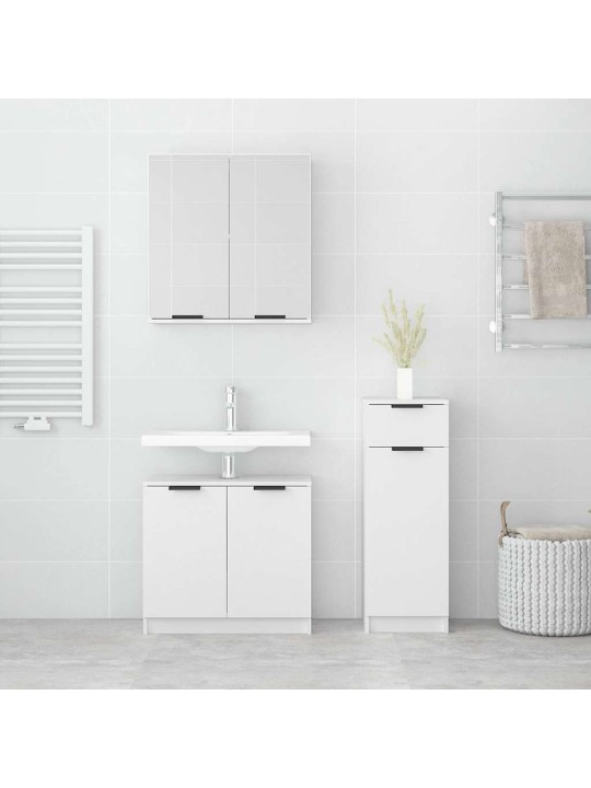3-osaline vannitoakappide komplekt, valge, tehispuit
