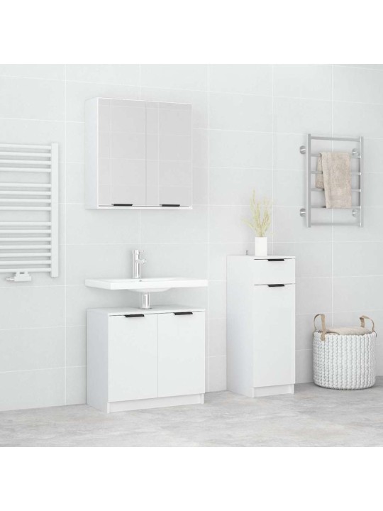 3-osaline vannitoakappide komplekt, valge, tehispuit