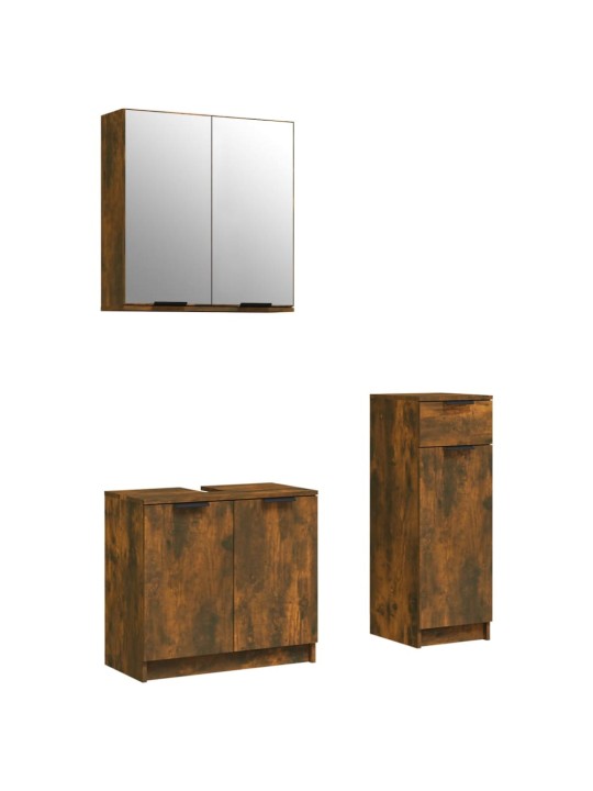 3-OSALINE VANNITOAKAPPIDE KOMPLEKT, SUITSUTATUD TAMM, TEHISPUIT