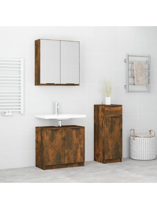 3-OSALINE VANNITOAKAPPIDE KOMPLEKT, SUITSUTATUD TAMM, TEHISPUIT