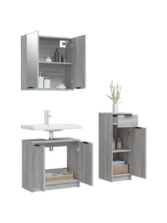 3-OSALINE VANNITOAKAPPIDE KOMPLEKT, HALL SONOMA TAMM, TEHISPUIT