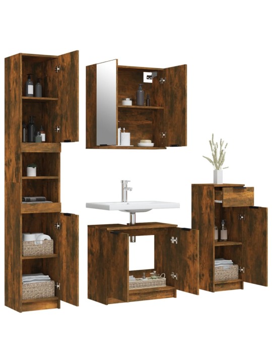 4-OSALINE VANNITOAKAPPIDE KOMPLEKT, SUITSUTATUD TAMM, TEHISPUIT