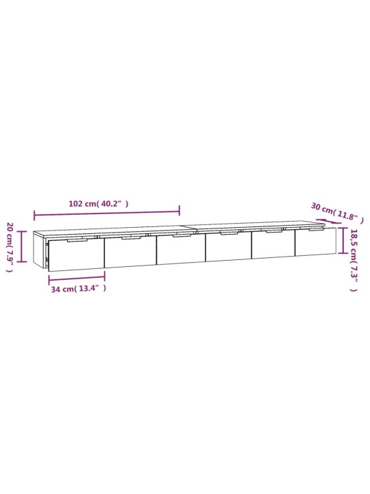 Seinakapid 2 tk, valge, 102x30x20 cm, tehispuit