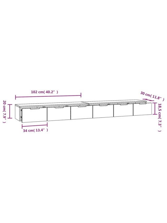 Seinakapid 2 tk, pruun tamm 102x30x20 cm tehispuit