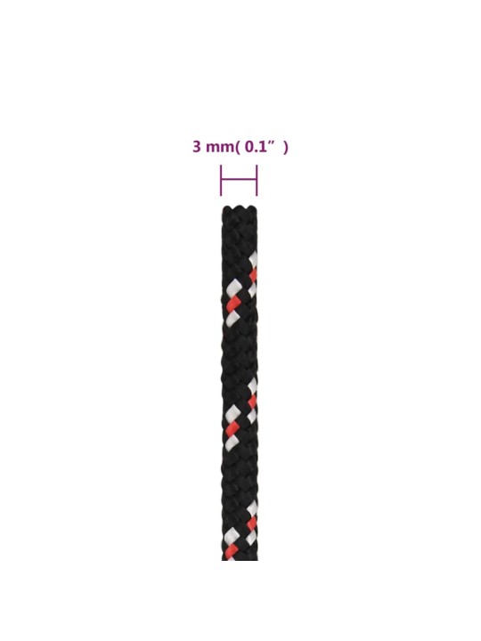 Paadiköis, must, 3 mm, 25 m, polüpropüleen