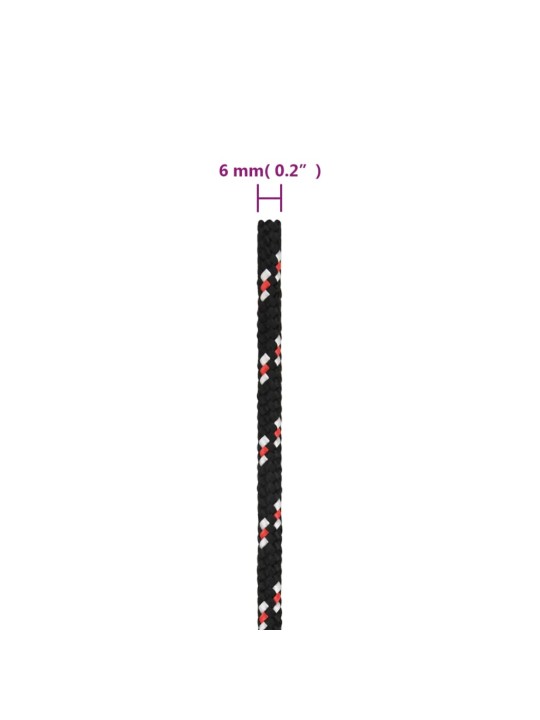 Paadiköis, must, 6 mm, 25 m, polüpropüleen