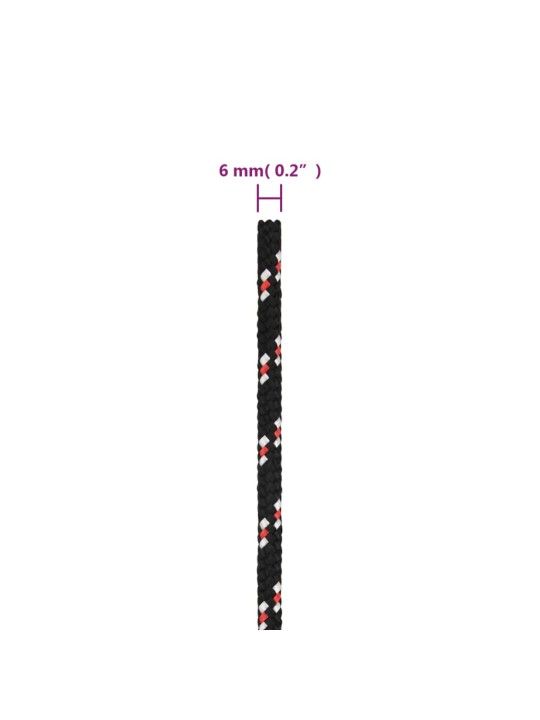 Paadiköis, must, 6 mm, 250 m, polüpropüleen