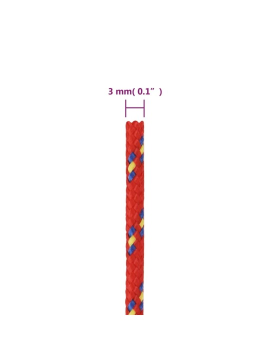 Paadiköis, punane, 3 mm, 25 m, polüpropüleen