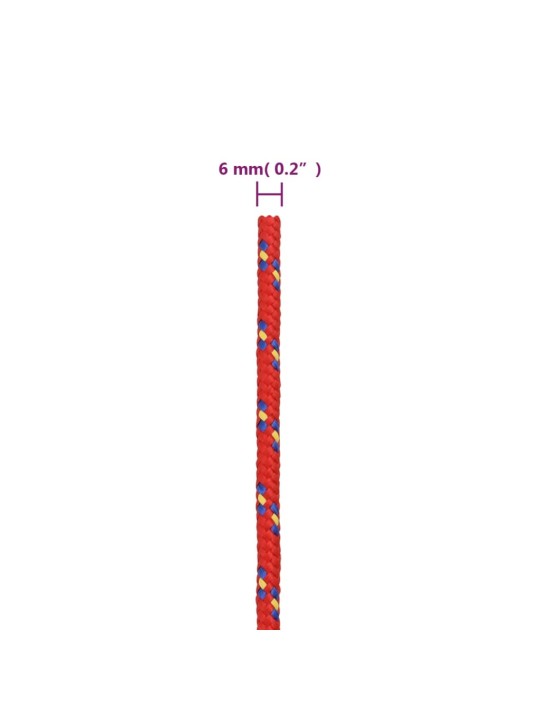 Paadiköis, punane, 6 mm, 25 m, polüpropüleen