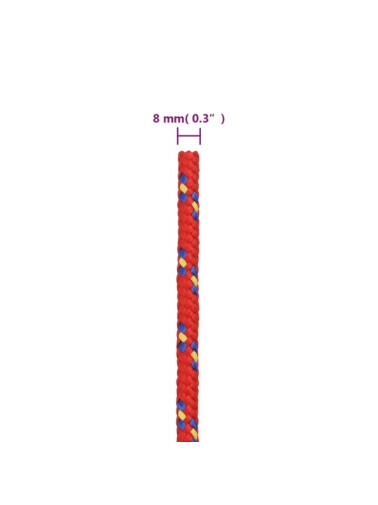 Paadiköis, punane, 8 mm, 25 m, polüpropüleen