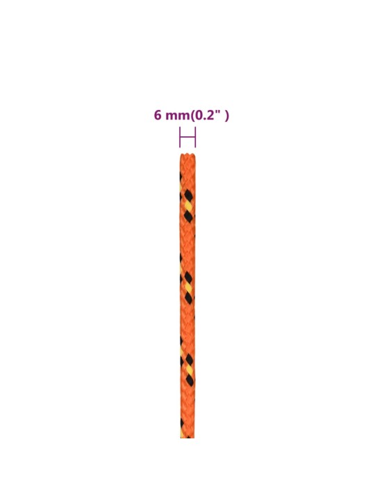 Paadiköis, oranž, 6 mm, 25 m, polüpropüleen
