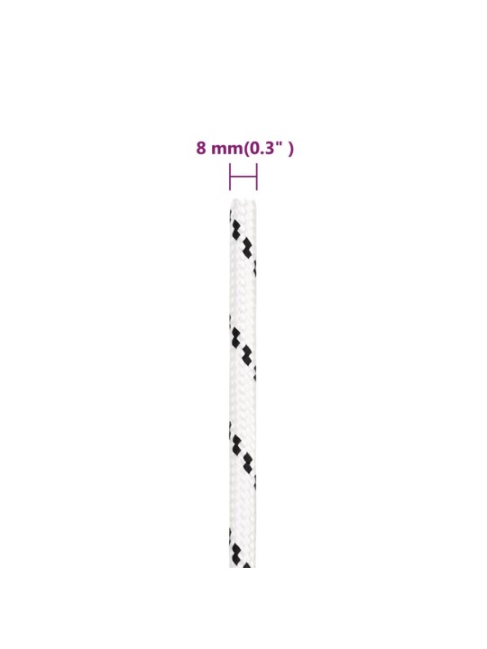 Punutud paadiköis, valge, 6 mm x 25 m polüester