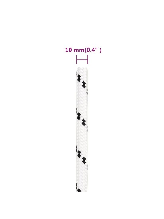 Punutud paadiköis, valge, 10 mm x 25 m polüester