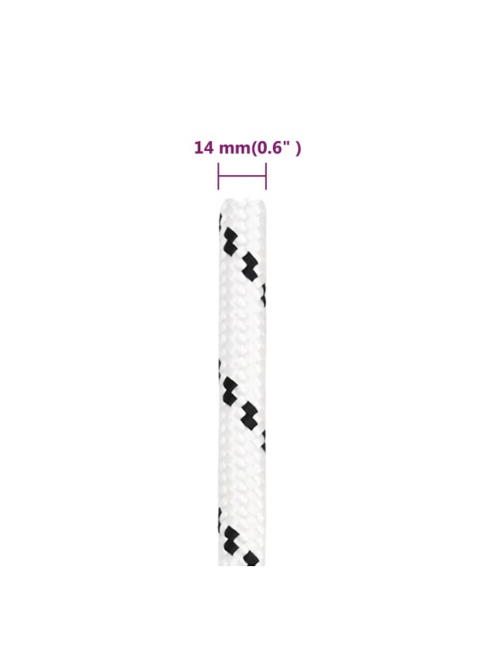 Punutud paadiköis, valge, 14 mm x 25 m polüester