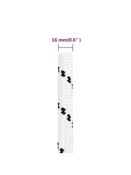 Punutud paadiköis, valge, 16 mm x 25 m polüester