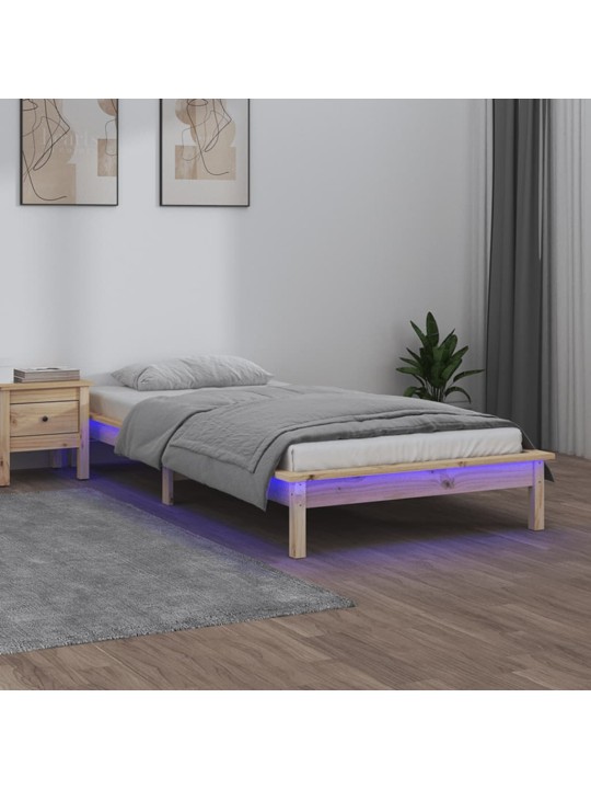 Led-voodiraam, 75 x 190 cm, männipuit