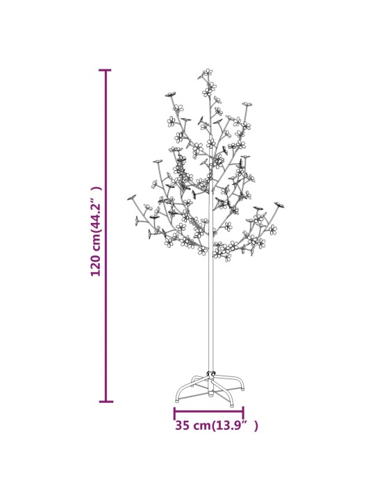 Kirsiõitega LED-puu, soe valge, 84 LEDi, 120 cm