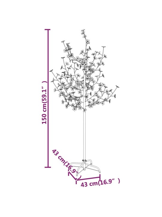 Kirsiõitega LED-puu, soe valge, 120 ledi, 150 cm