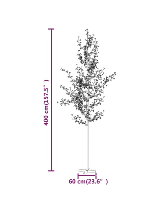 Kirsiõitega LED-puu, soe valge, 672 LEDi, 400 cm