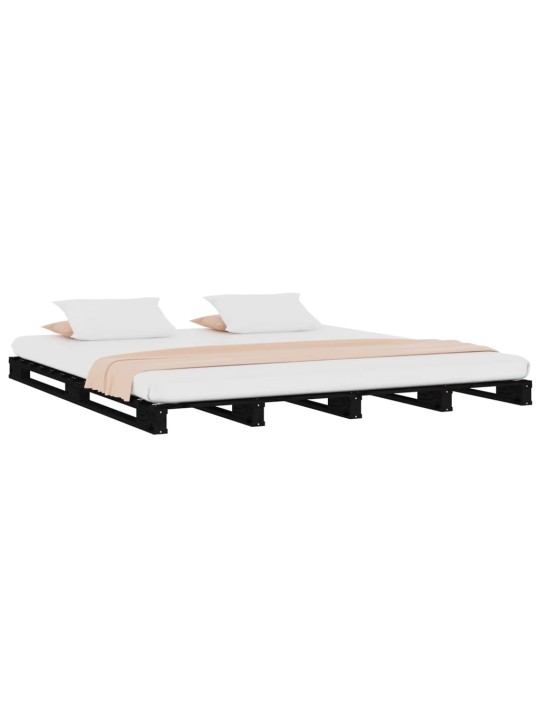 Kaubaalustest voodi, must, 140 x 190 cm, männipuit