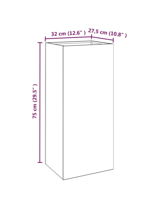 Taimekast, 32x27,5x75 cm, corten teras