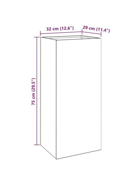 Taimekast, 32x29x75 cm, corten teras