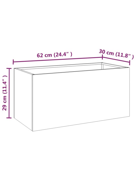 Taimekast, 62x30x29 cm, corten teras