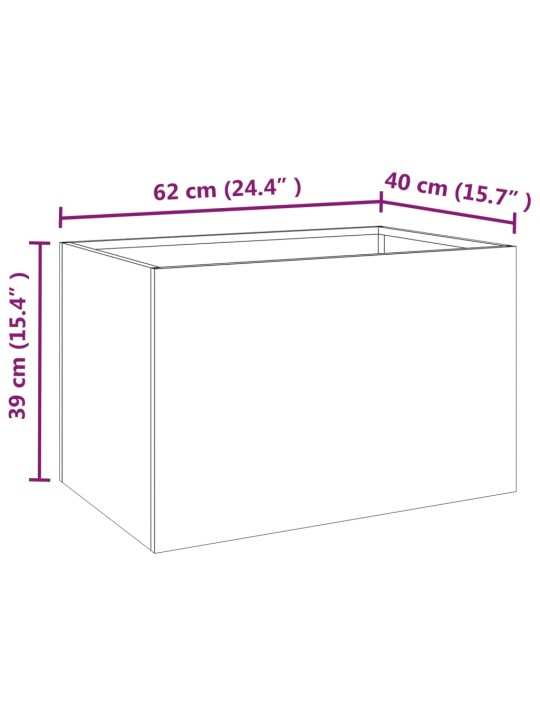 Taimekast, 62x40x39 cm, corten teras