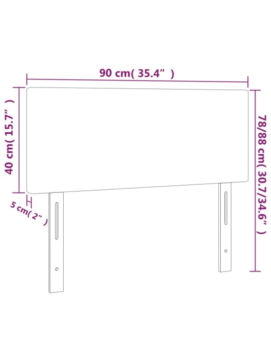 Voodiraam peats, tumehall, 90x5x78/88 cm, samet