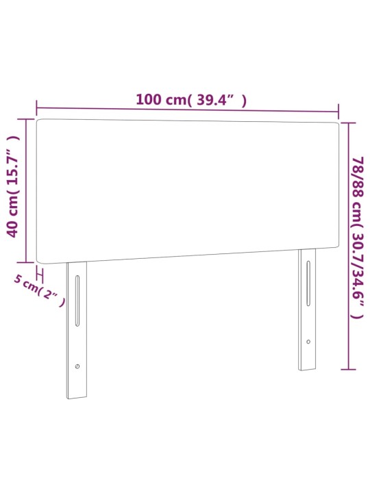 Voodiraam peats, tumehall, 100x5x78/88 cm, samet