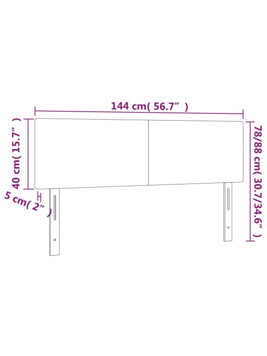 Voodipeatsid 2 tk, tumehall, 72x5x78/88 cm, samet