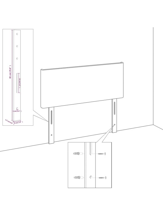 Voodipeatsid 2 tk, helehall, 90x5x78/88 cm, kangas