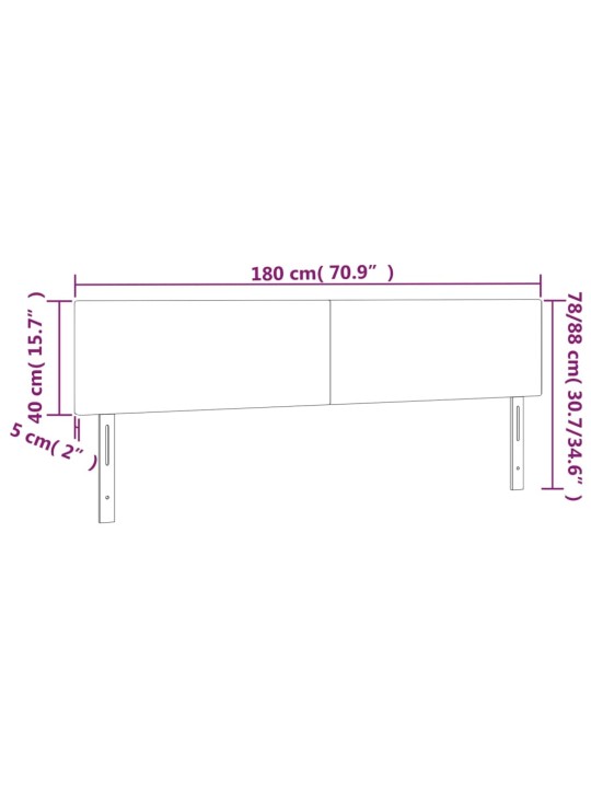 Voodipeatsid 2 tk, helehall, 90x5x78/88 cm, kangas