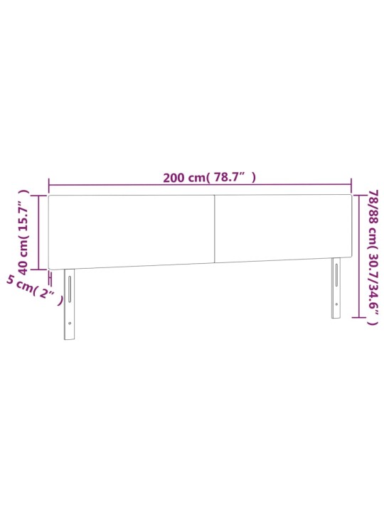 Voodipeatsid 2 tk, helehall, 100x5x78/88 cm, kangas