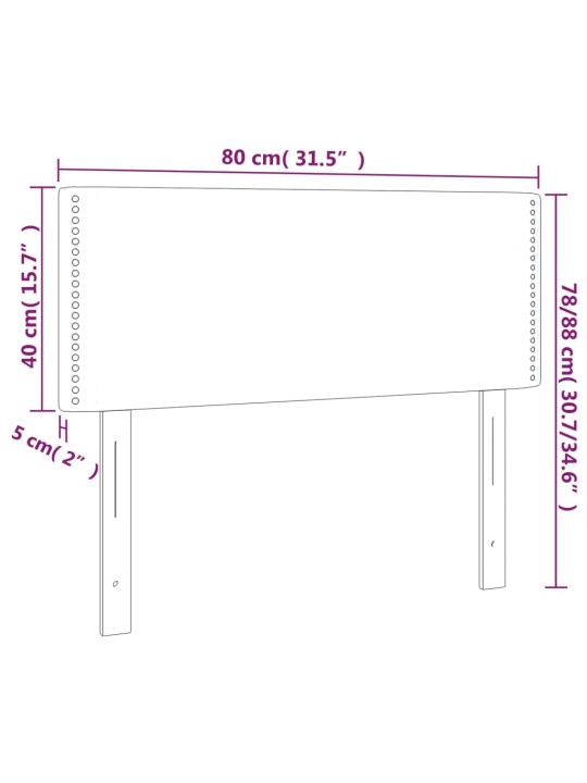 Voodiraam peats, tumehall, 80x5x78/88 cm, samet