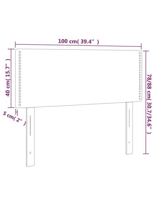 Voodiraam peats, tumehall, 100x5x78/88 cm, samet