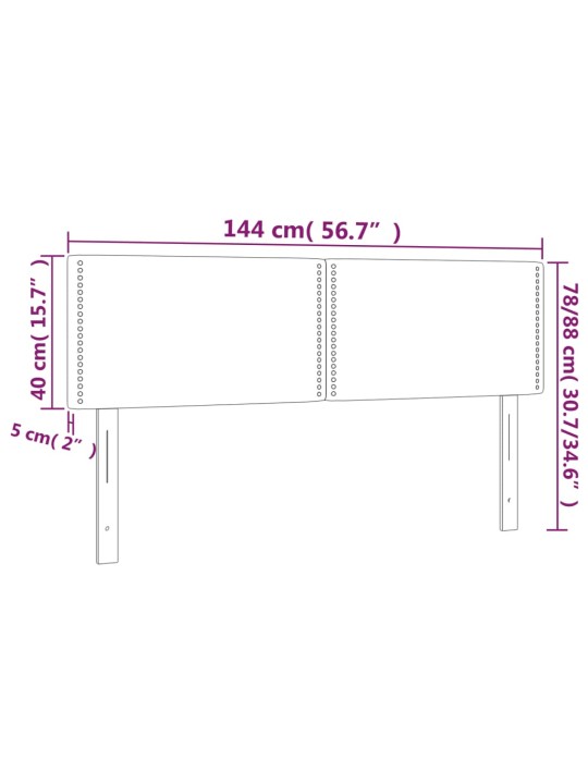 Voodipeatsid 2 tk, helehall, 72x5x78/88 cm, kangas