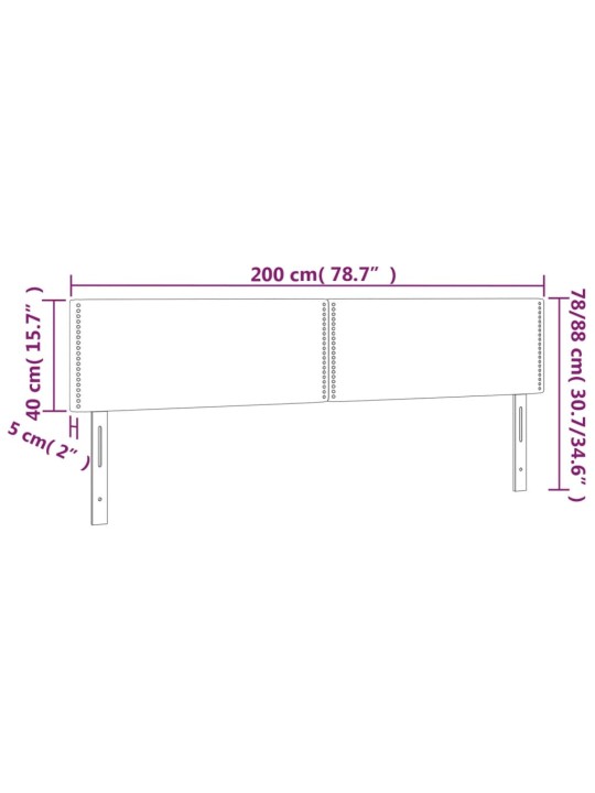 Voodipeatsid 2 tk, helehall, 100x5x78/88 cm, samet