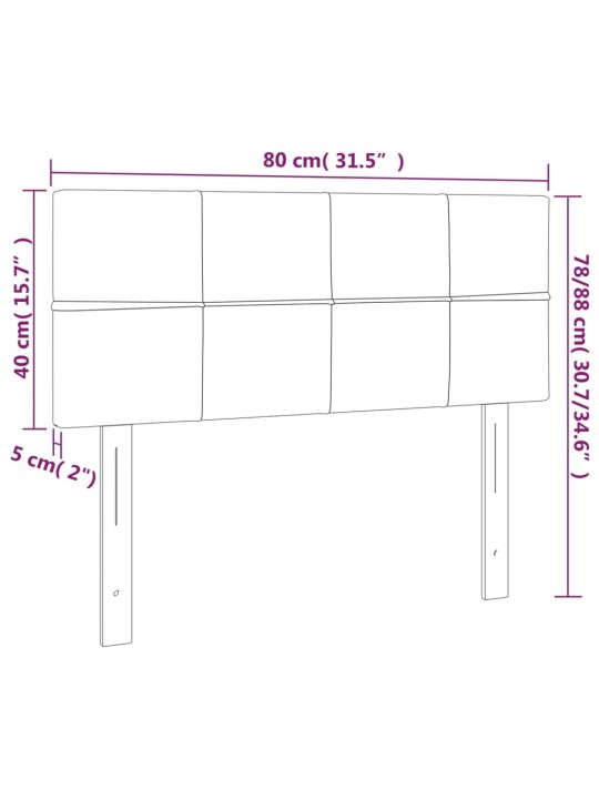 Voodiraam peats, tumehall, 80x5x78/88 cm, samet