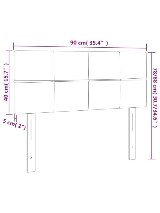 Voodiraam peats, tumehall, 90x5x78/88 cm, samet